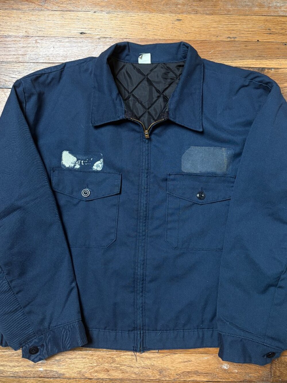 VTG Navy Blue Mechanic Workwear Jacket "David" Faded Name Tag XXL